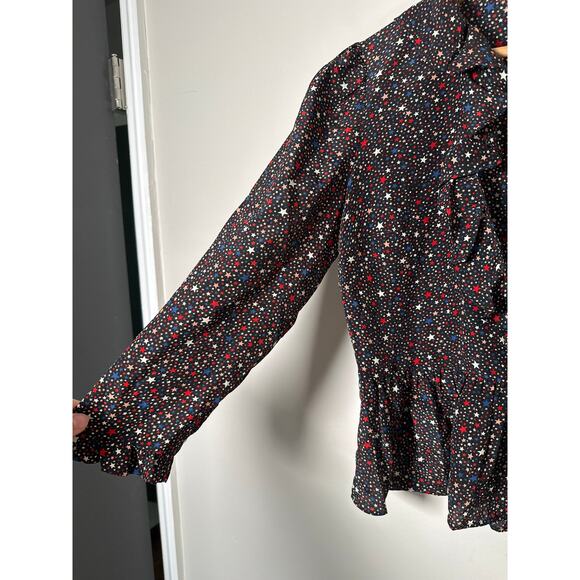 Madewell Womens Silk Ruffle-Hem Wrap Top in Starry Night Size XS - Picture 5 of 10